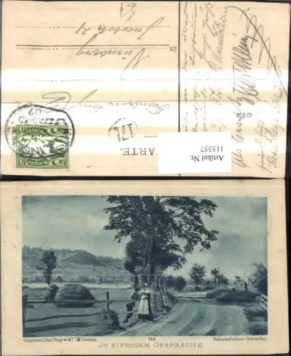 115357,Künstler Ak Obernetter Im Eifrigem Gespräch Paar a. Zaun Landschaft pub Paul Bayer Dresden 126