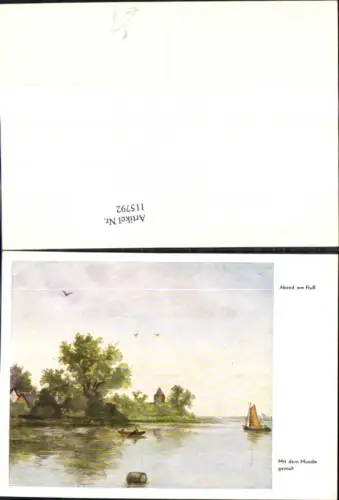 115792,Künstler Ak Mundgemalt C. R. Fief Abend a. Fluß Segelboot