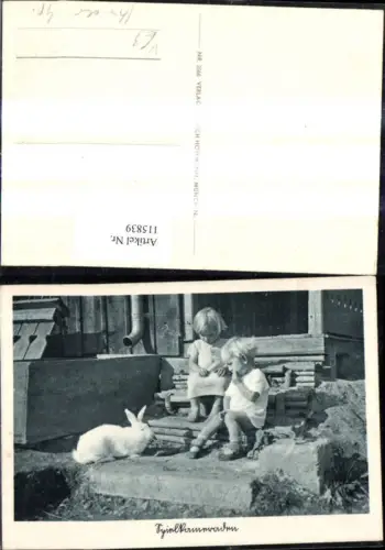 115839,Künstler Ak Spielkameraden Kinder m. Hasen pub Heinrich Hoffmann 2066