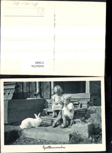 115849,Künstler Ak Spielkameraden Kinder m. Hasen pub Heinrich Hoffmann 2066
