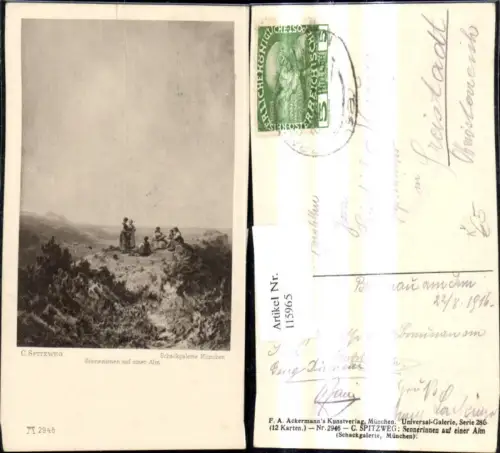 115965,Künstler Ak C. Spitzweg Sennerinnen a. einer Alm pub Ackermann 286euro2946
