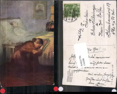 116208,Sterbender oder Toter Soldat Post Mortem Tod Mann im Bett