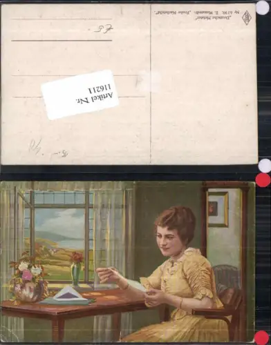 116211,Deutsche Meister 6139 E. Manstedt Frohe Nachricht Frau liest Brief lesen