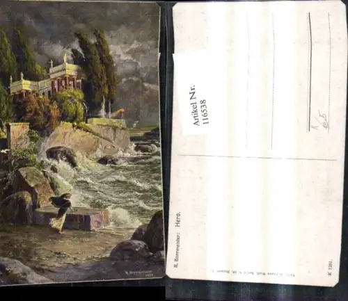 116538,Künstler Ak R. Borrmeister Hero Frau Küste Brandung