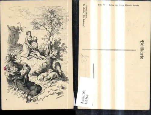 116767,Künstler Ak Ceringswald Ludwig Richter Zu Goethe Die Bekehrte Liebespaar Schafe