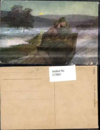 117865,Künstler Ak E. Schneider Liebespaar i. Pferdeschlitten Winterlandschaft