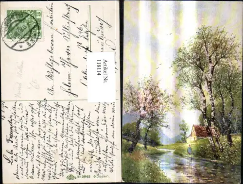 118114,Künstler Ak Heinrich Wertheim Flusslandschaft Landschaft Haus Bäume