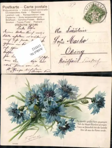 119312,Präge Litho Spruch F. Ismer sign.