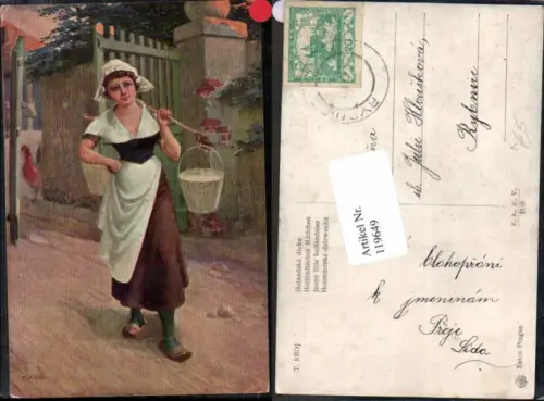 119649,T. Kroj Holländisches Mädchen Tracht wasserkübel Kübel