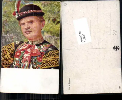 119667,F. Sindelar tschechischer mann m. Hut type Typie Volkstyp