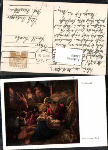 121068,T. Riss Mühlau Innsbruck Christnacht Krippe Esel Jesus Maria Weihnachten