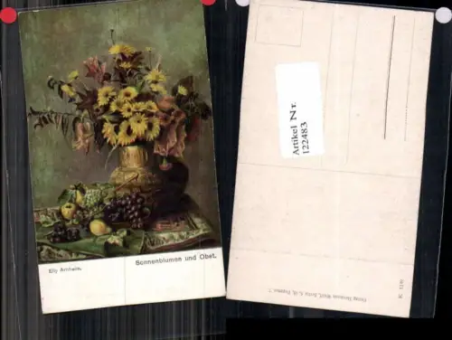 122483,Elly Arnheim Sonnenblumen und Obst Früchte Trauben Weintrauben