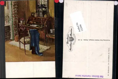 122496,Dresdner Künstler Karten M. Heilbronner Schreibtisch des Herrn