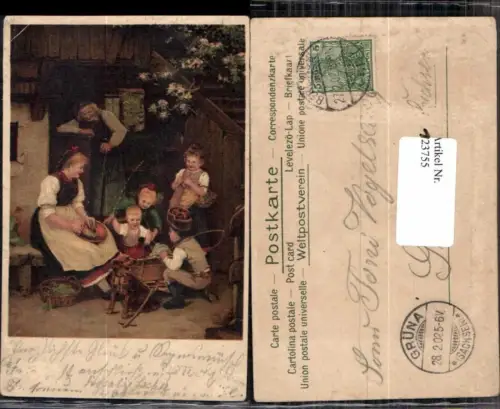 123755,Süsse Kinder m. MUtter und Hund spielen