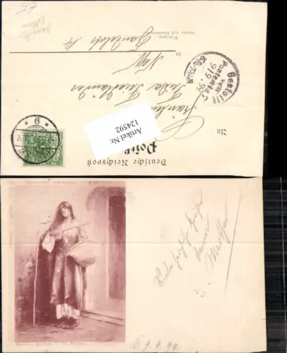 124592,Maurische Bettlerin Th. Olsen sign. Künstlerkarte betteln Mignon