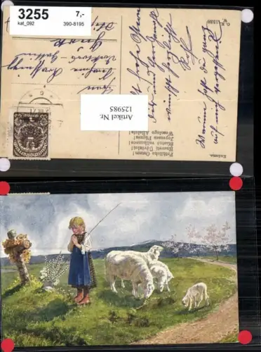 125985,F. Kuderna Fröhliche Ostern Mädchen betet Schafe Hirte