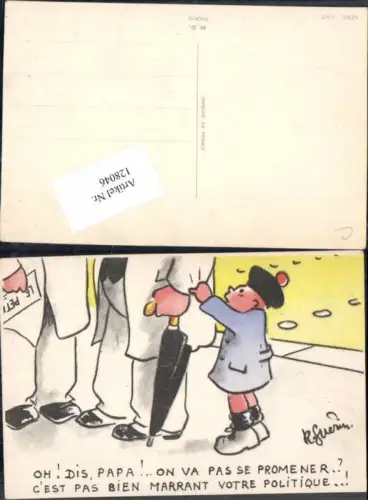 128046,Junge m. Vater Schirm sign. R. Gueri