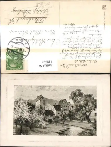 138862,Künstler Ak Schloß Präge Passepartout Gelaufen Schloß Feldsberg