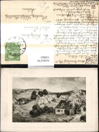 138865,Künstler Ak Dorf Landschaft Präge Passepartout Gelaufen Schloß Feldsberg