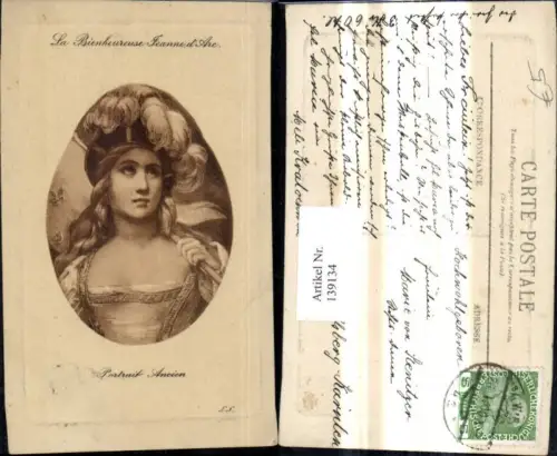 139134,Künstler Ak La Bienheureuse Jeanee d Arc Portrait Ancien Präge Passepartout