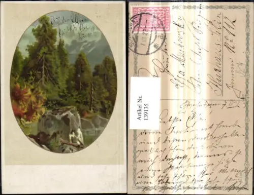 139135,Künstler Ak Wald Landschaft Passapartout pub Wenau Delila 1350