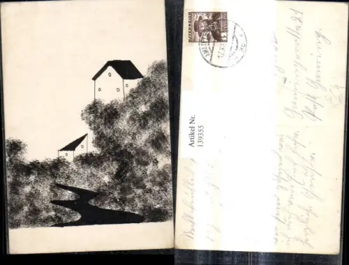 139355,Künstler Ak Häuser Landschaft Fluß Stempel Amstetten 1935