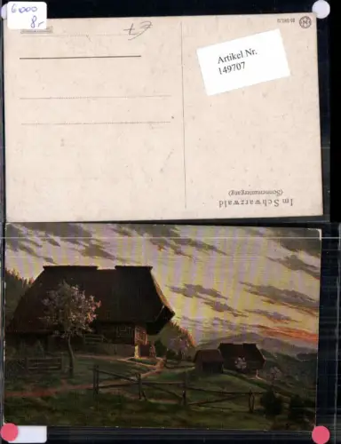 149707,Künstlerkarte Im Schwarzwald Sonnenuntergang H. Simon