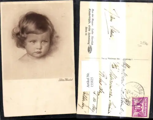 155825,Künstler Ak Lotte Herrlich Serie 10euro3 Mädchen Kinderköpfe Portrait