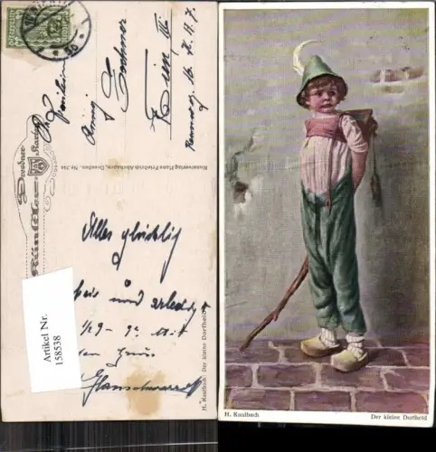 158538,Dresdner Künstler Postkarte H. Kaulbach Kleine Dorfheld