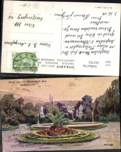 161753,Fritz Lach Gruss aus der Gartenstadt Wien Rathaus Rathauspark