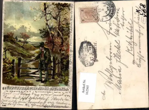 162565,Litho T. Guggenberger Jäger im Wald Liedkarte pub Karl Stücker 7161