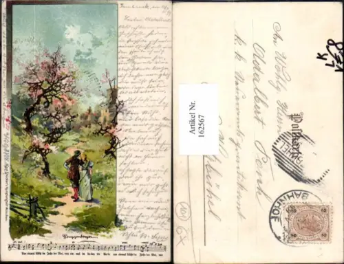 162567,Litho T. Guggenberger Liedkarte Paar Spaziergang pub Karl Stücker