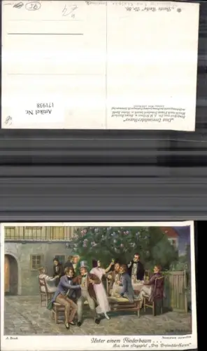 171938,Künstler Ak Unter d. Fliederbaum Das Dreimäderlhaus sign A. Broch