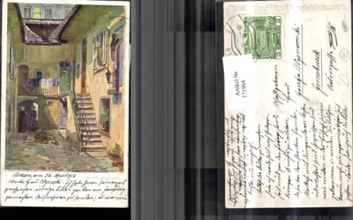 171964,Künstler Ak Altwiener Hof sign Baronin Krauß