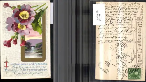 171977,Künstler Ak Präge Ak Landschaft Blume Passepartout Spruch Englisch