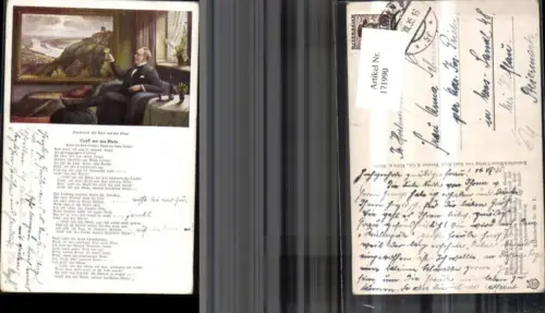 171990,Künstler Ak pub Karl Rud. Bremer e Co Mann Bild Drachenfels m. Blick auf den Rhein