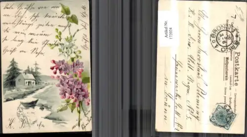 172024,Künstler Ak Litho Landschaft Blumen