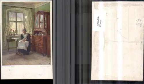 172027,Künstler Ak Karl Zewy gem. Ein stilles Heim alte Frau Fenster