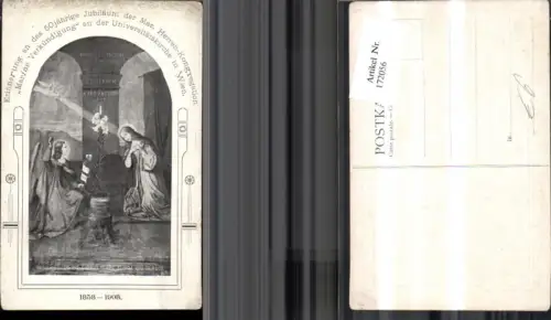 172056,Künstler Ak Erinnerung 50 jährig. Jubiläum Herren-Kongregation Wien