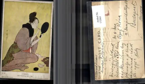 172061,Künstler Ak Utamaro Frau bemalt ihre Lippen japanische Künstlerkarte