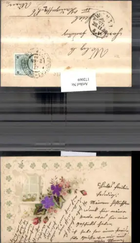 172069,Künstler Ak Präge Litho Blumen Fenster Vögel Vogel