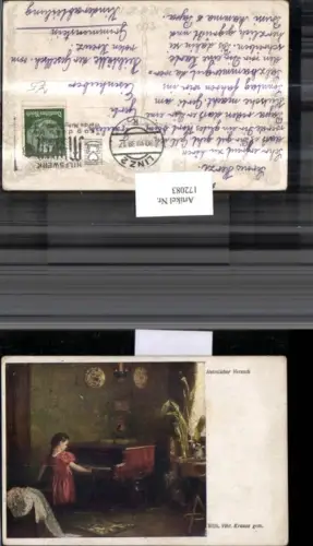 172083,Künstler Ak Wilhelm Viktor Krausz gem. Heimlicher Versuch Mädchen am Klavier