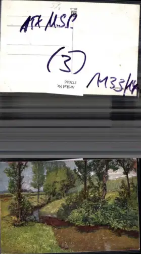 172086,Künstler Ak Al. Kalvoda Landschaft Bäume Bach