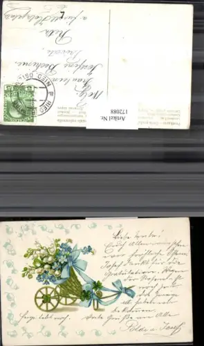 172088,Künstler Ak Litho blaue Blumen Märzenbecher Schleife