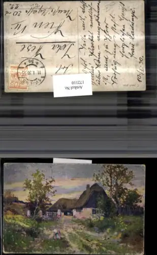 172110,Künstler Ak C. Jandl pinx. Haus Frau Landschaft