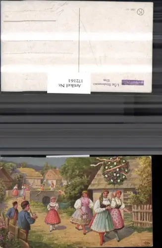 172161,Künstler Ak F. R. Personen Frauen in tschechischer Tracht Volksfest pub Öst. Blindenverein