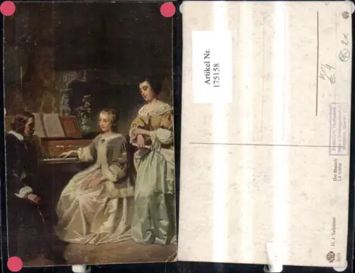 175158,Künstler Ak H. J. Scholten Der Besuch Frauen Mann a. Klavier