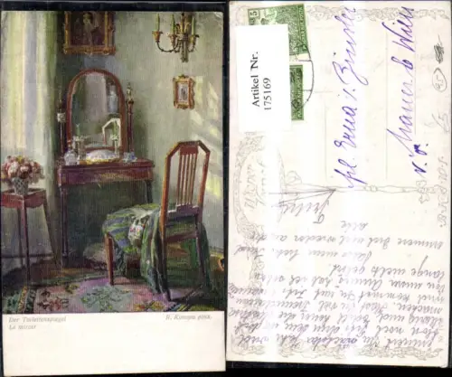 175169,Künstler Ak R. Konopa Der Toilettenspiegel