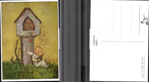 186871,Künstler AK M. Spötl Schwaz 341 Abendlied Engel m. Gitarre Andenken