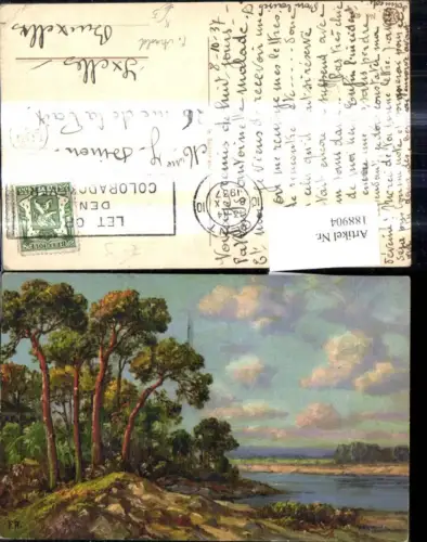 188904,Künstler Ak F. Arnold Bäume a. Ufer Fluss Landschaft